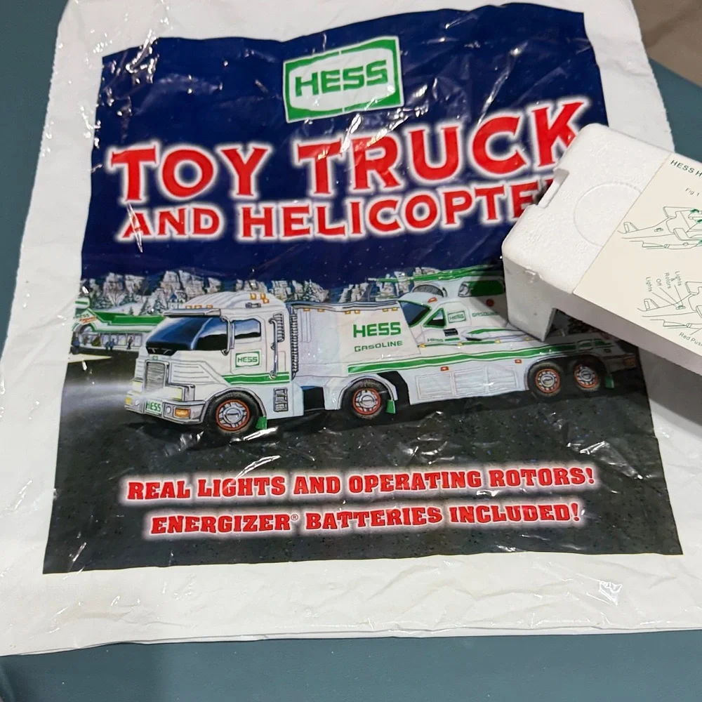 Hess Green & White Toy Truck and Helicopter - Kids Vehicles